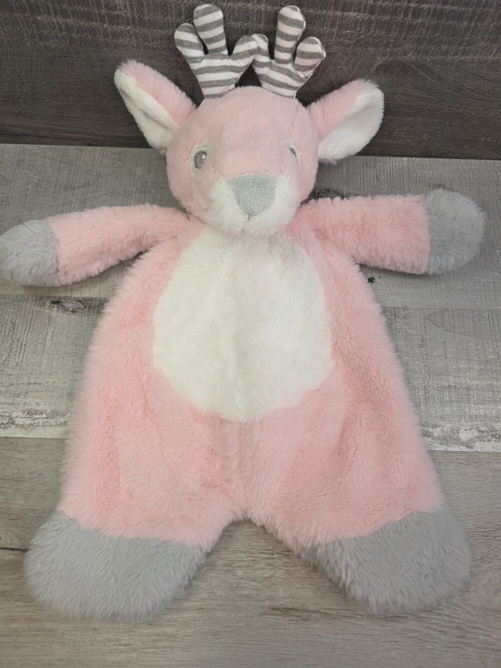 Baby Ganz Baby Security Blanket Lovey Flat-A-Pat Jingles Pink Reindeer b308